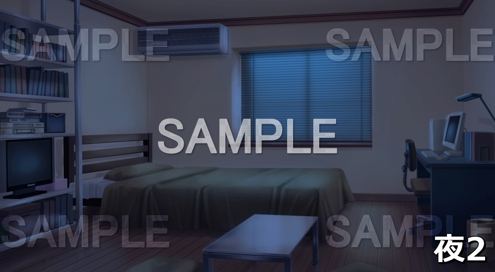 【背景素材】パソコンのある部屋(イエロー) (日常編part03&04-niti007)