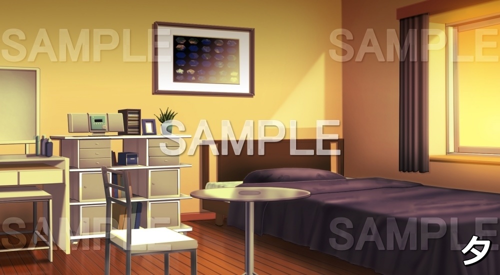 【背景素材】パソコンのある部屋(パープル) (日常編part03&04-niti008)