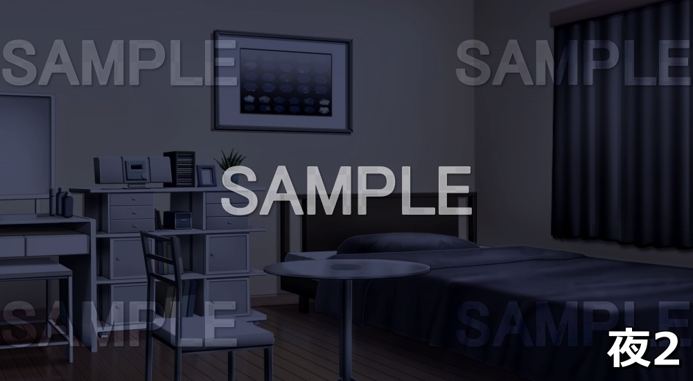 【背景素材】パソコンのある部屋(パープル) (日常編part03&04-niti008)