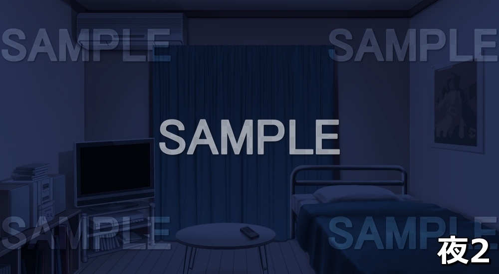 【背景素材】テレビのある部屋(ブルー) (日常編part03&04-niti019)