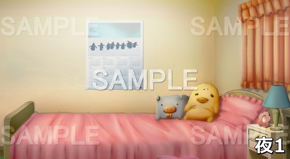 【背景素材】ぬいぐるみのある部屋(ピンク) (日常編part03&04-niti026)