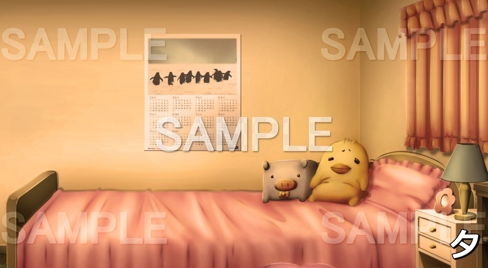 【背景素材】ぬいぐるみのある部屋(ピンク) (日常編part03&04-niti026)