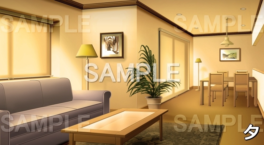 【背景素材】シンプルなリビングルーム (日常編part03&04-niti029)