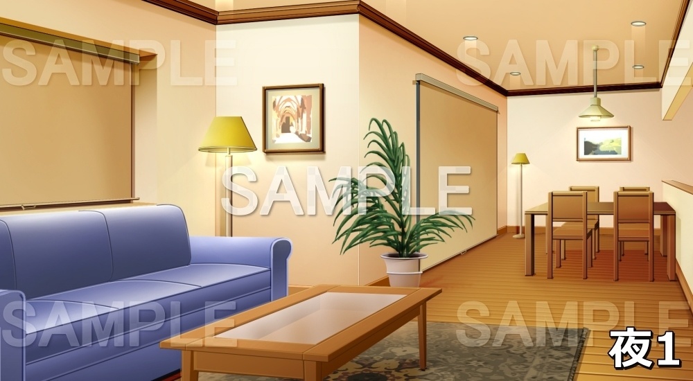 【背景素材】シンプルなリビングルーム (日常編part03&04-niti029)