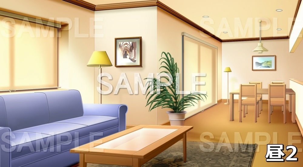 【背景素材】シンプルなリビングルーム (日常編part03&04-niti029)