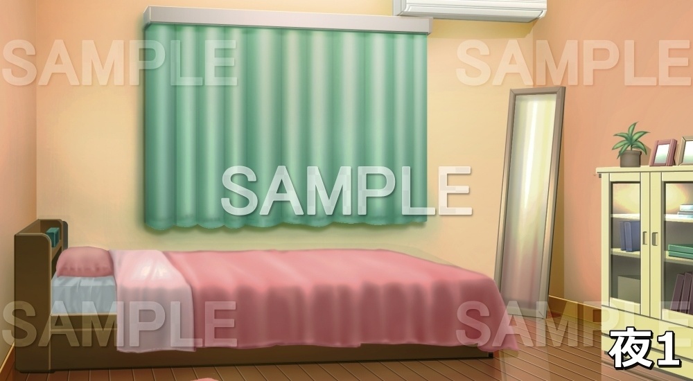 【背景素材】ナチュラルなベッドルーム(女性) (日常編part03&04-niti032)