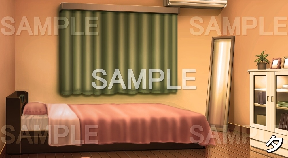 【背景素材】ナチュラルなベッドルーム(女性) (日常編part03&04-niti032)