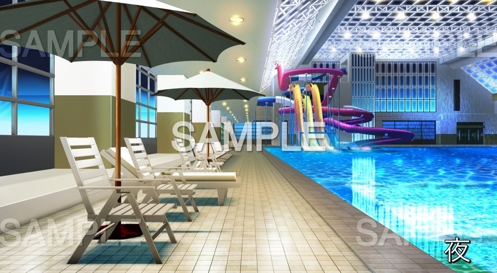 ウォータースライダーのあるプール②屋内(『夏休み編』part01(Boost)-bg022pool02)