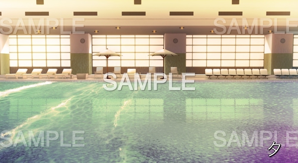 プールサイドとパラソル①屋内(『夏休み編』part01(Boost)-bg022pool03)