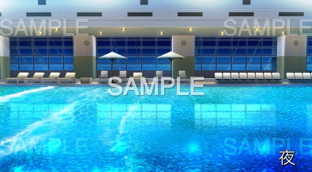 プールサイドとパラソル①屋内(『夏休み編』part01(Boost)-bg022pool03)