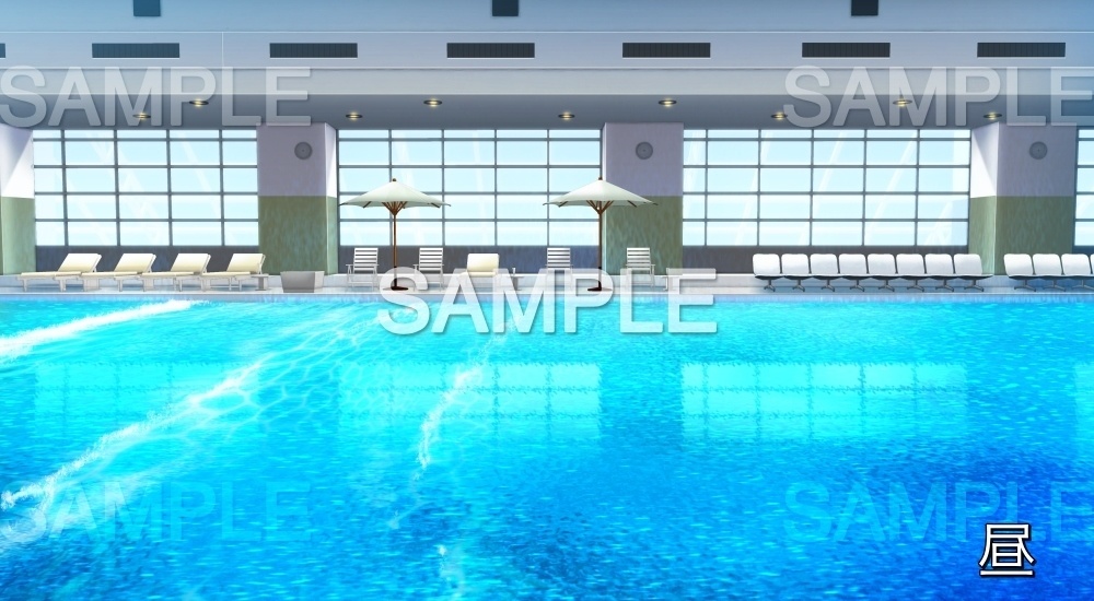 プールサイドとパラソル①屋内(『夏休み編』part01(Boost)-bg022pool03)