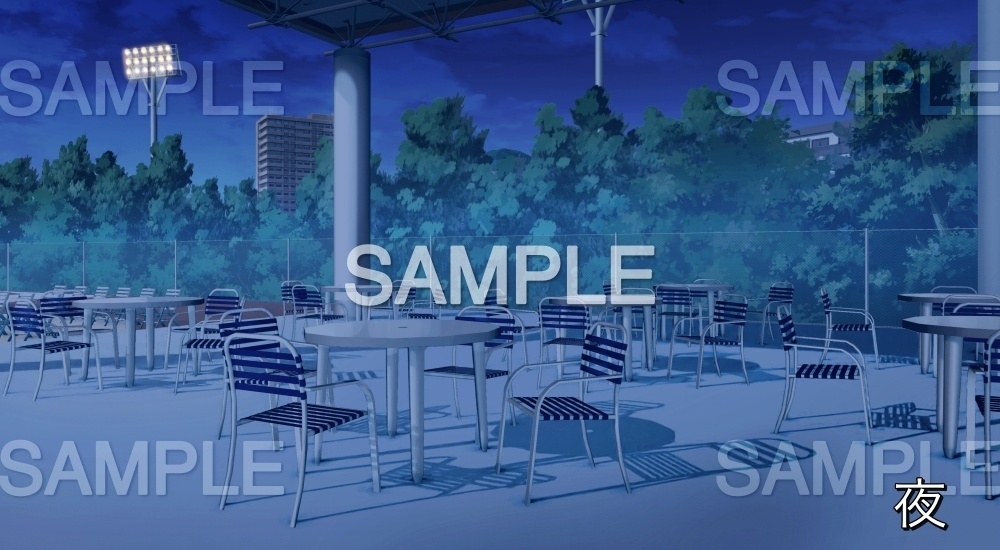 屋外プールの休憩所・フードコート(『夏休み編』part01(Boost)-bg07pool02)