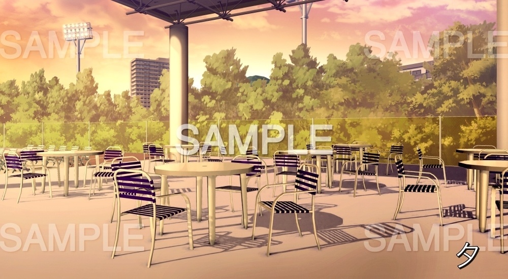 屋外プールの休憩所・フードコート(『夏休み編』part01(Boost)-bg07pool02)