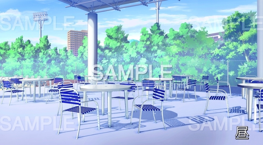 屋外プールの休憩所・フードコート(『夏休み編』part01(Boost)-bg07pool02)