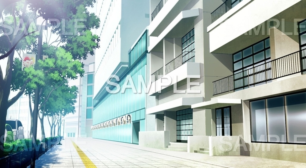 【背景素材】オフィスビル前の歩道(『街編』1710machi011)