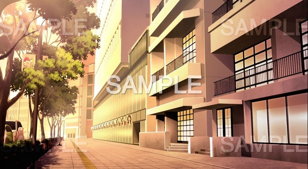 【背景素材】オフィスビル前の歩道(『街編』1710machi011)