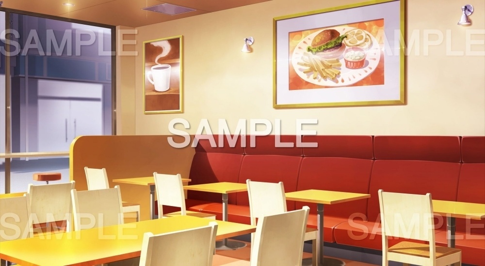 【背景素材】ファストフード店内(『街編』part01-tanumachi002)