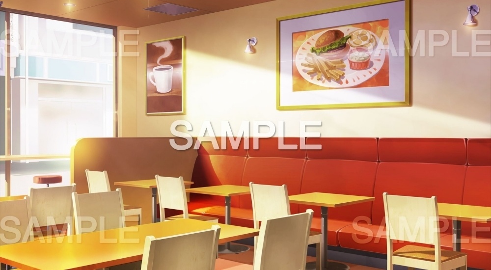 【背景素材】ファストフード店内(『街編』part01-tanumachi002)
