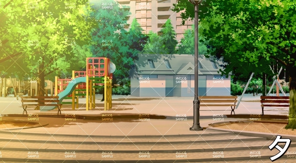 【背景素材】都会の公園(『街編』part01-tanumachi004)