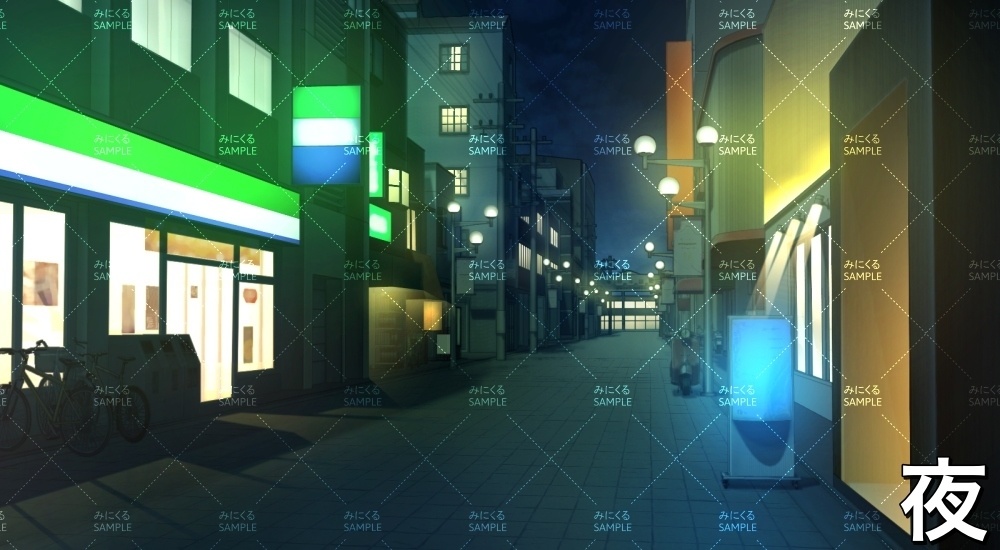 【背景素材】コンビニ前の歩道(『街編』part01-tanumachi005)