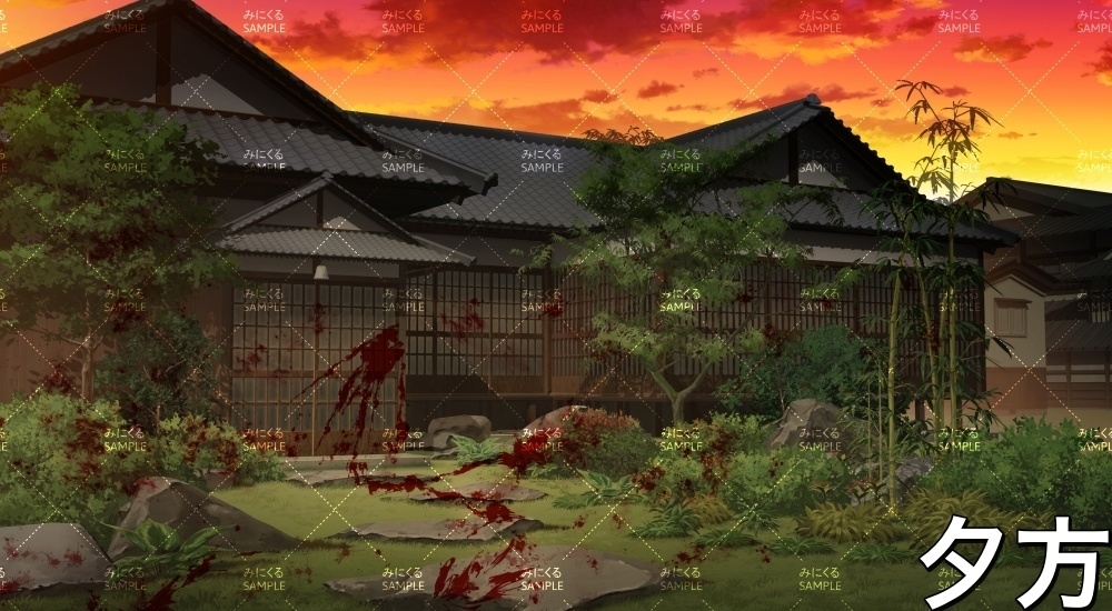 高級な和風屋敷外観(和風ホラー01-bg013_b)