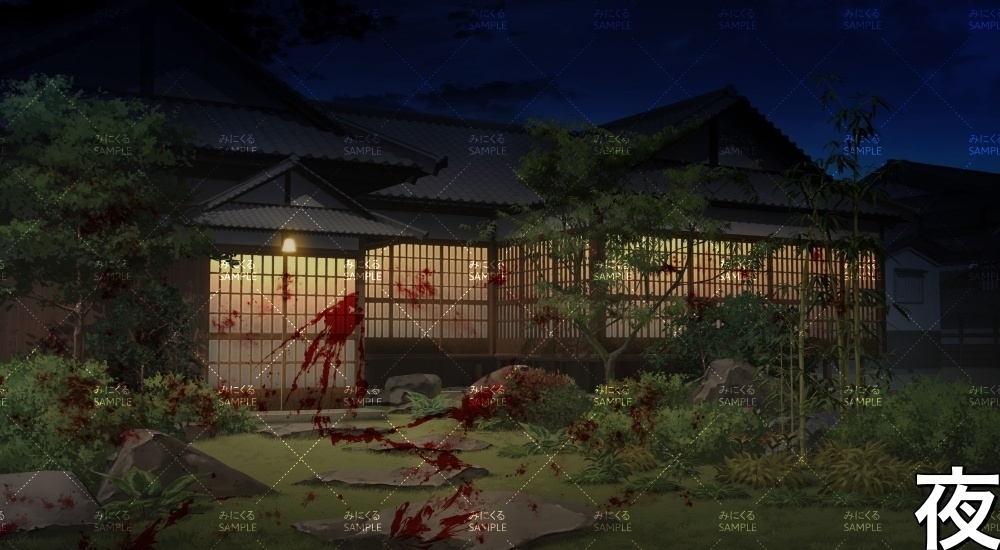 高級な和風屋敷外観(和風ホラー01-bg013_b)