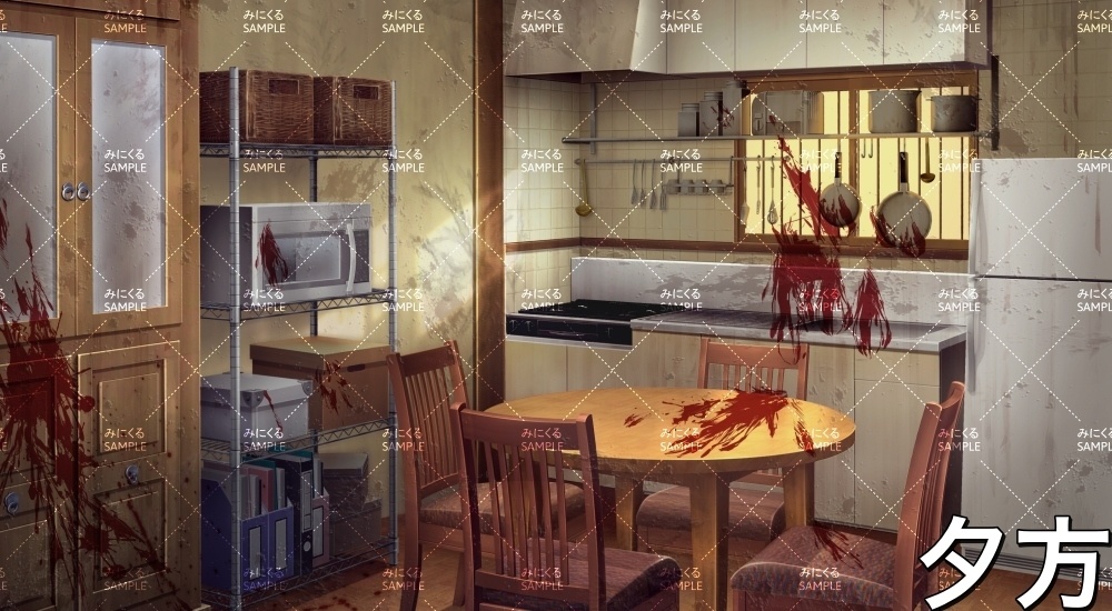 使用感のある台所(和風ホラー01-bg074_b)