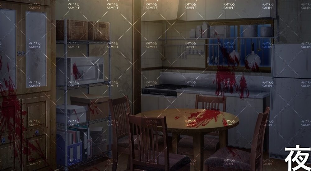 使用感のある台所(和風ホラー01-bg074_b)