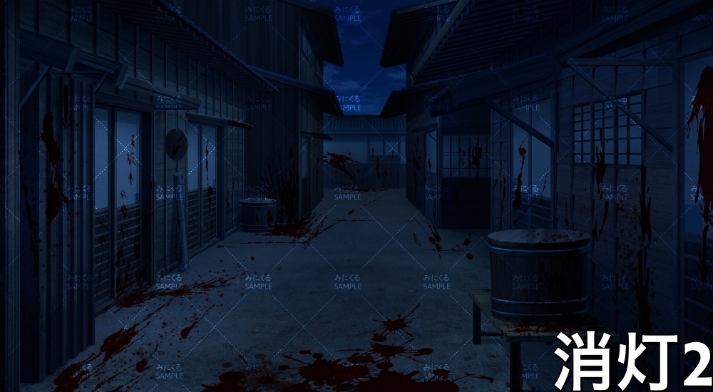 平屋の街並み(和風ホラー01-edo14_b)