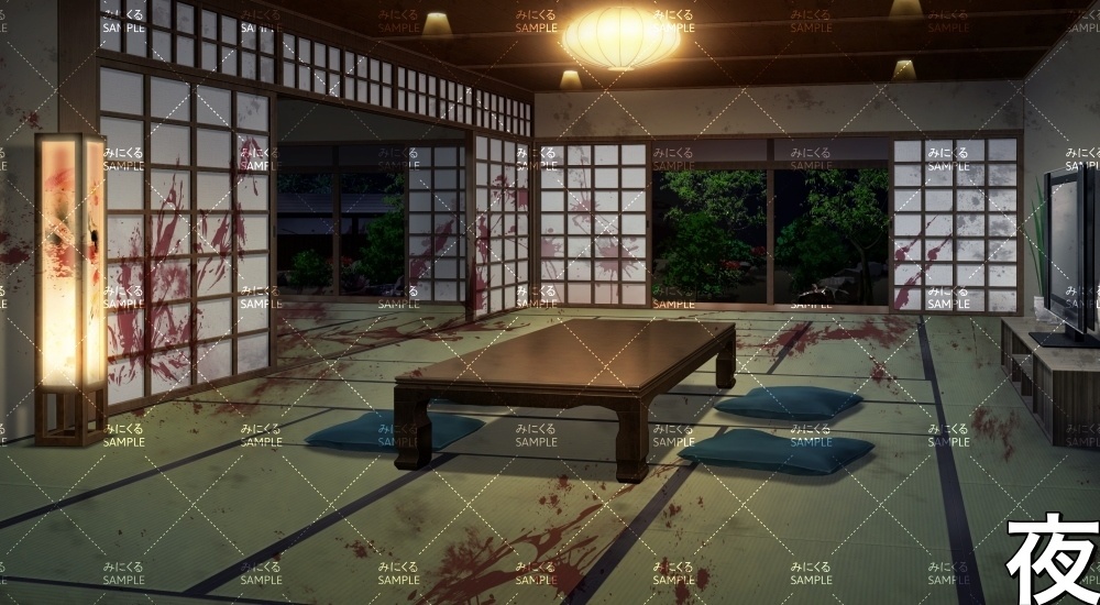 和風屋敷の居間(和風ホラー01-bg014_b)