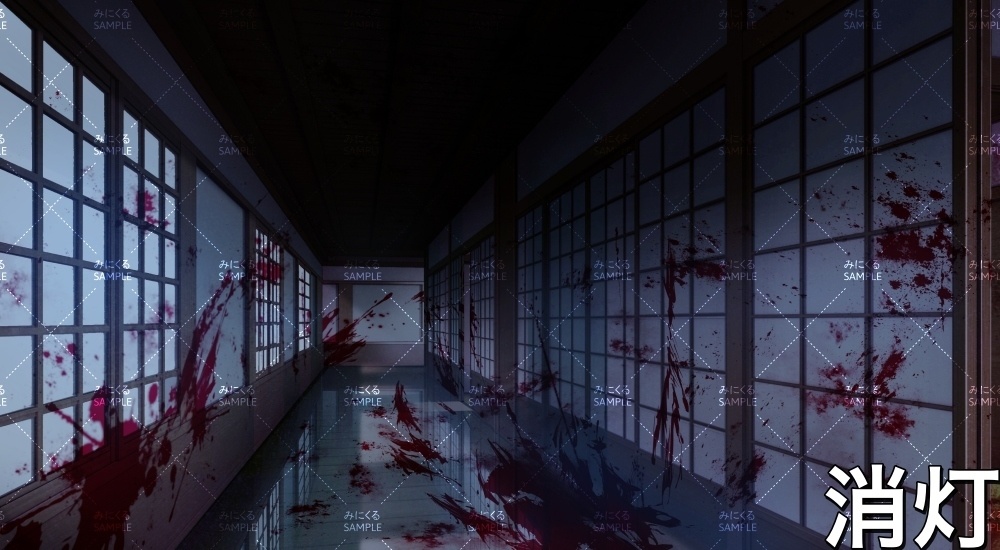 和風屋敷の廊下(和風ホラー01-edo21_b)