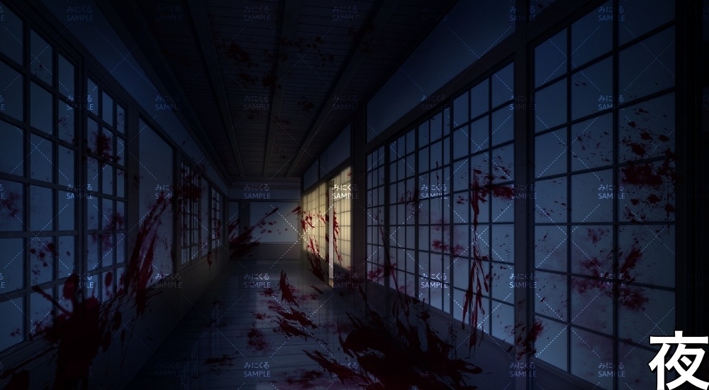 和風屋敷の廊下(和風ホラー01-edo21_b)