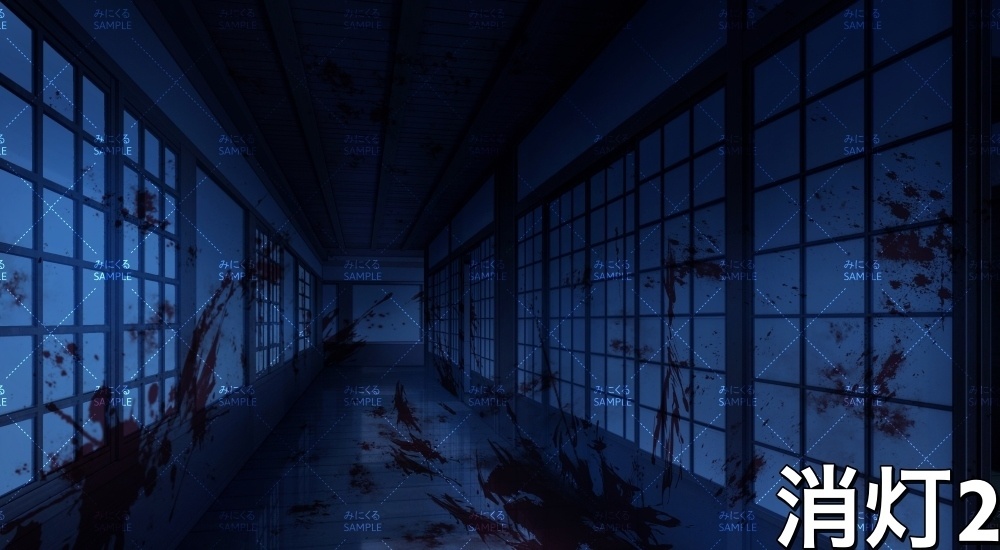 和風屋敷の廊下(和風ホラー01-edo21_b)