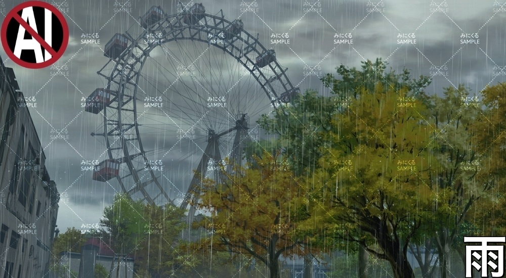 大観覧車の公園 ( ヨーロッパ風編part02-秋- kanransha)【背景素材】