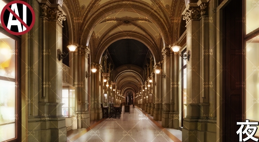 宮殿跡地の商店街 ( ヨーロッパ風編part02-秋- shoppingst)【背景素材】