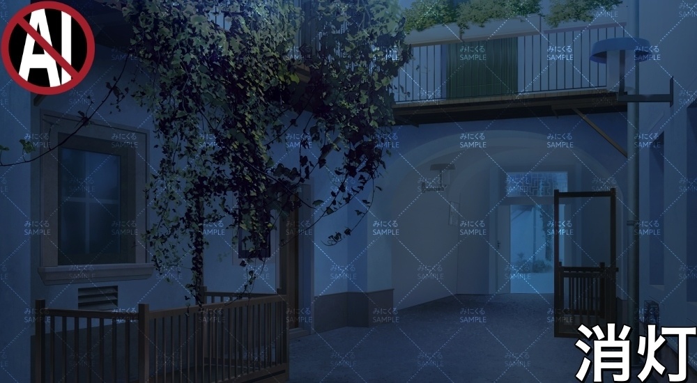 吹き抜けの小路 ( ヨーロッパ風編part02-秋- alley02)【背景素材】