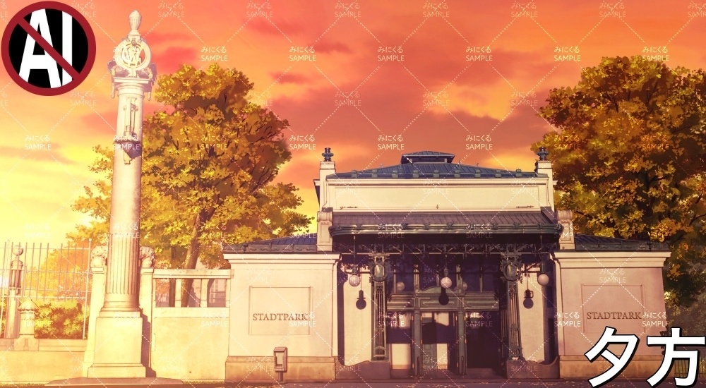 地下鉄の駅 ( ヨーロッパ風編part02-秋- station)【背景素材】