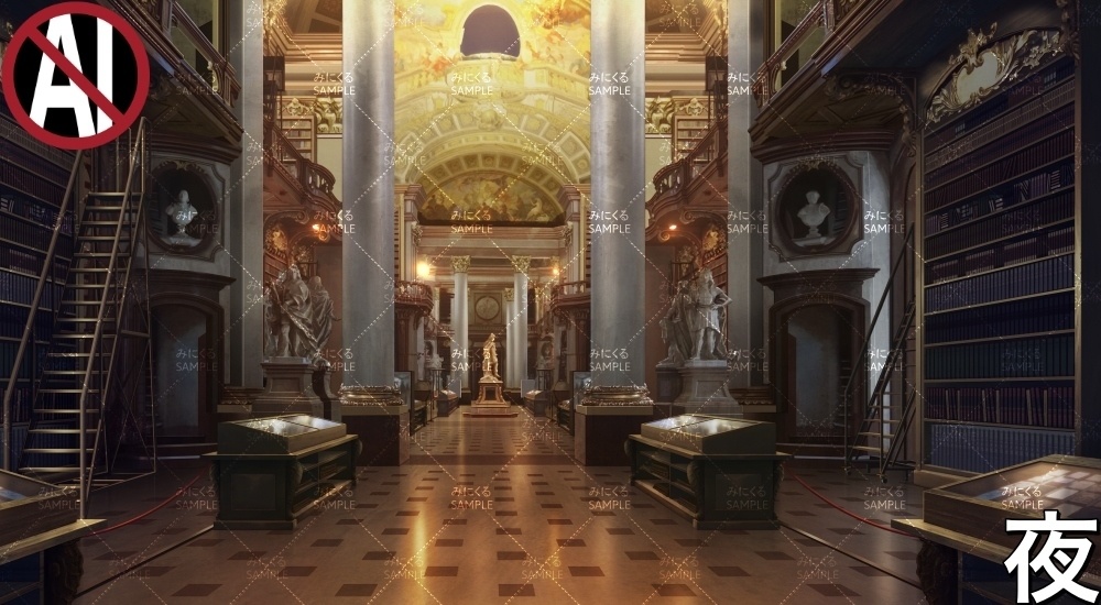 歴史的な大図書館・美術館( ヨーロッパ風編part02-秋- library)【背景素材】