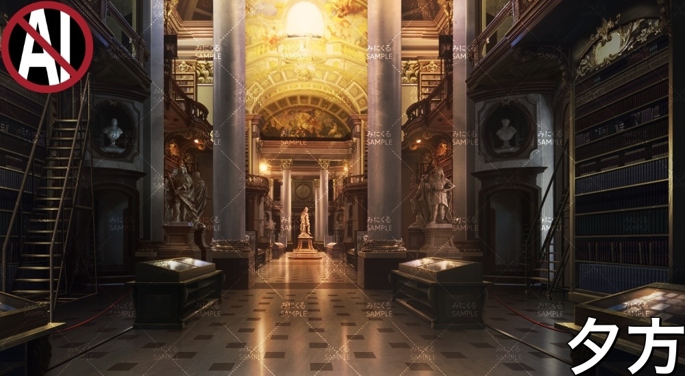 歴史的な大図書館・美術館( ヨーロッパ風編part02-秋- library)【背景素材】