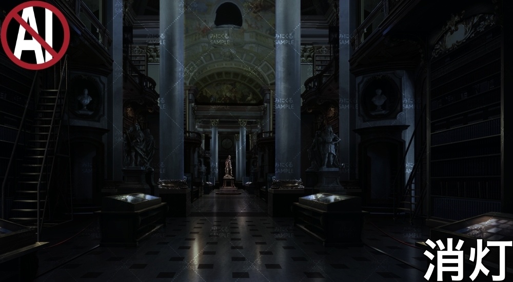 歴史的な大図書館・美術館( ヨーロッパ風編part02-秋- library)【背景素材】