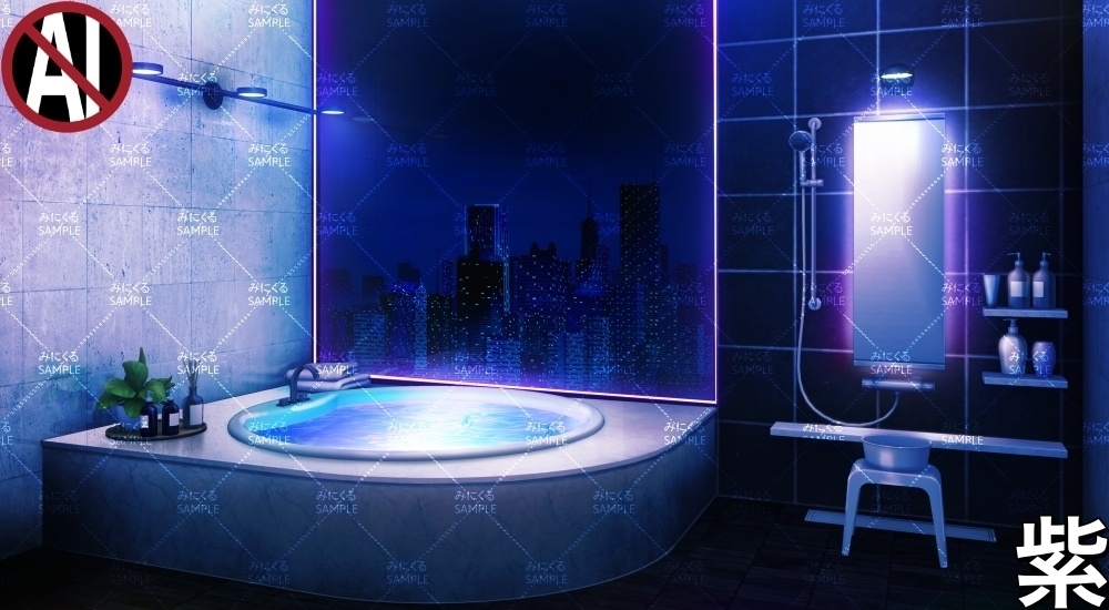 大人なホテルのシャワールーム①( 特別な日編part01- shower-room01)【背景素材】