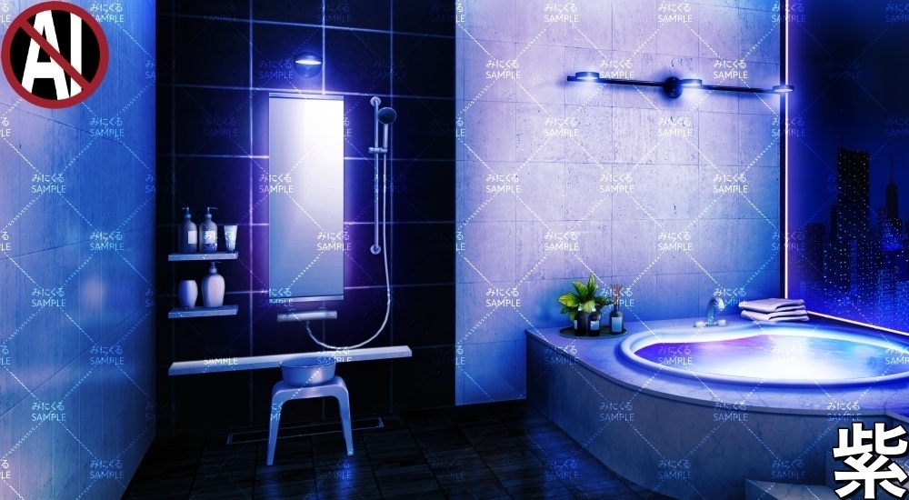 大人なホテルのシャワールーム②( 特別な日編part01- shower-room02)【背景素材】