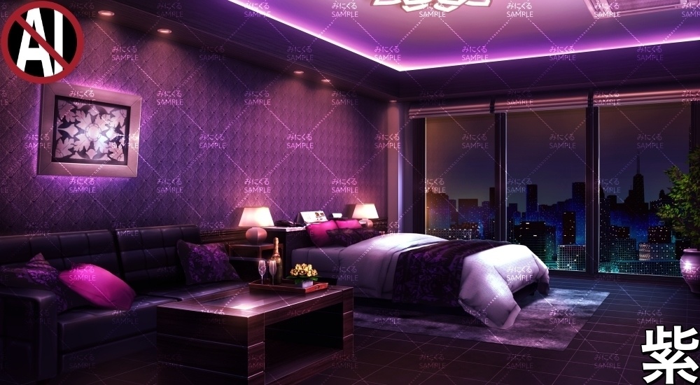 大人なホテルのベッドルーム① ( 特別な日編part01- bedroom01)【背景素材】