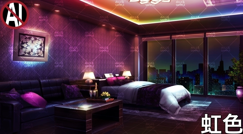 大人なホテルのベッドルーム① ( 特別な日編part01- bedroom01)【背景素材】