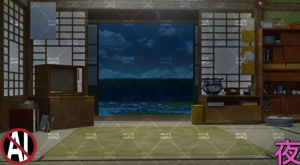 おばあちゃん家の部屋① ( お部屋編 part01 - kotatsu01-1)【背景素材】