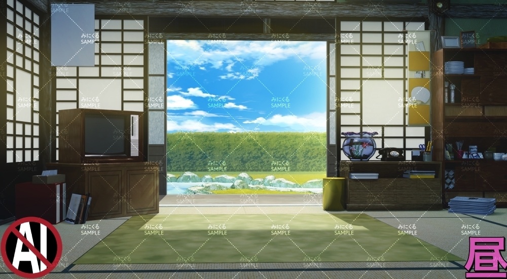おばあちゃん家の部屋① ( お部屋編 part01 - kotatsu01-1)【背景素材】