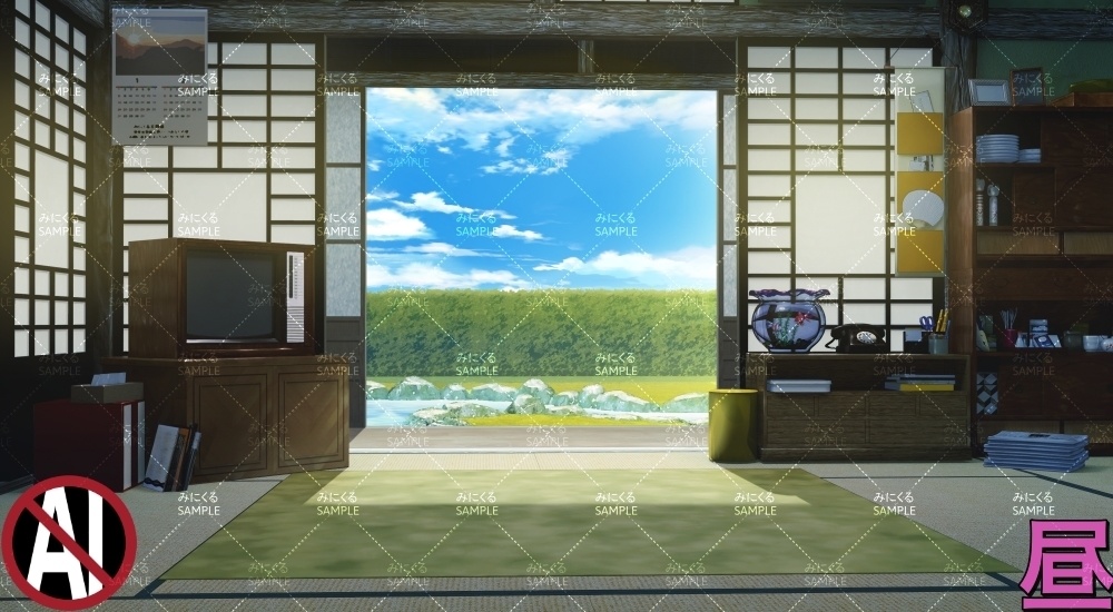 おばあちゃん家の部屋①1-2月 ( お部屋編 part01 - kotatsu01-1_d_1-2)【背景素材】
