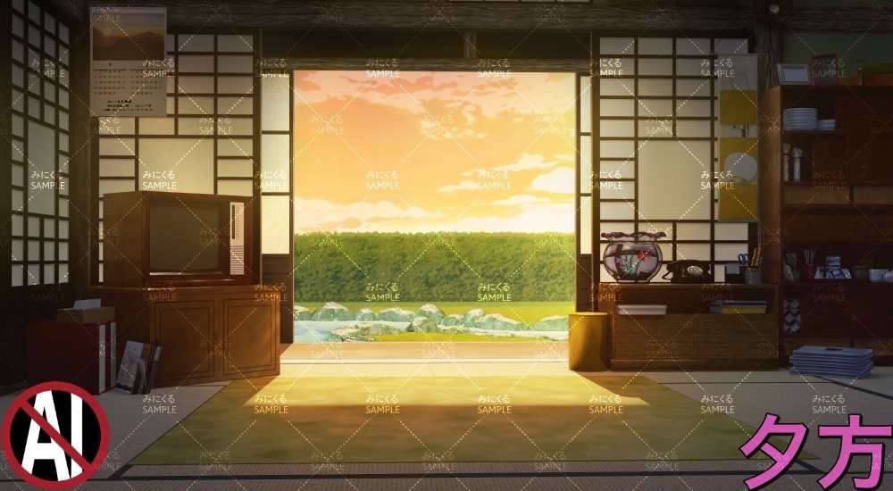 おばあちゃん家の部屋①1-2月 ( お部屋編 part01 - kotatsu01-1_d_1-2)【背景素材】