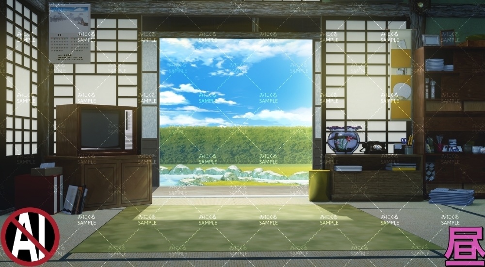 おばあちゃん家の部屋①11-12月 ( お部屋編 part01 - kotatsu01-1_d_11-12)【背景素材】
