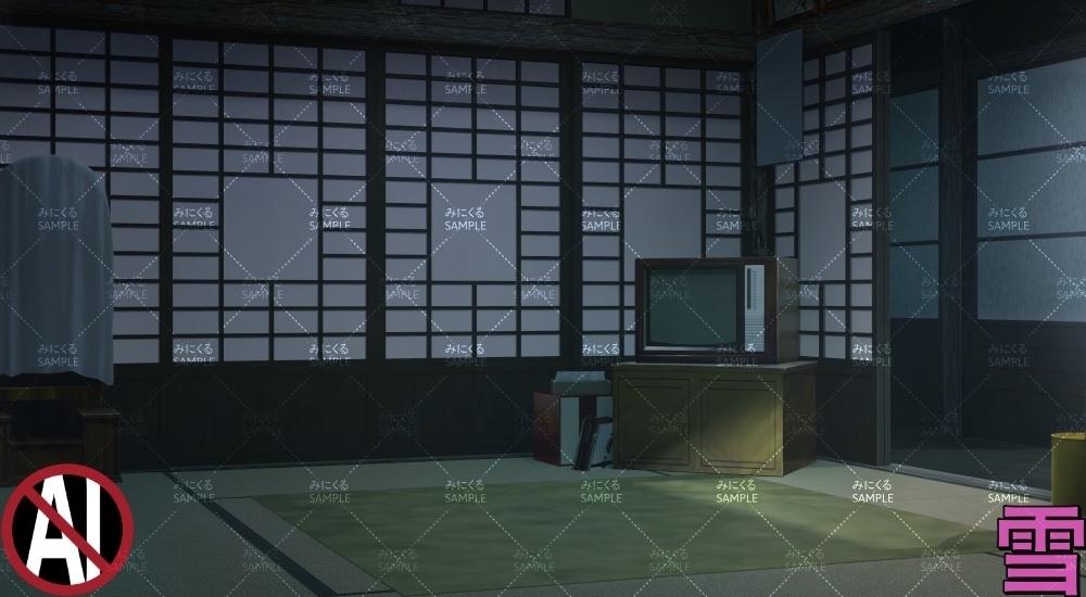 おばあちゃん家の部屋② ( お部屋編 part01 - kotatsu02-1)【背景素材】